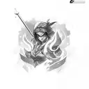 akali league of legends tattoo design idea