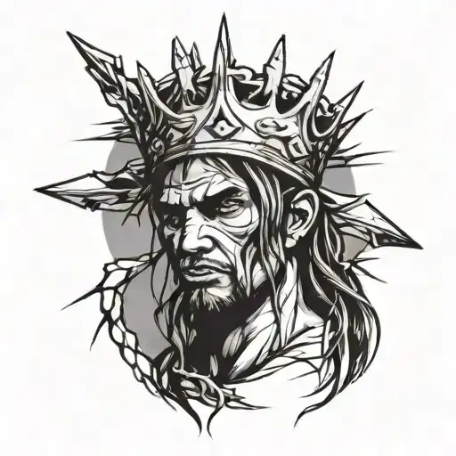 Design a tattoo of a rebellious figure with a crown of thorns and a graffiti background as a symbol of liberation from family expectations tattoo design idea