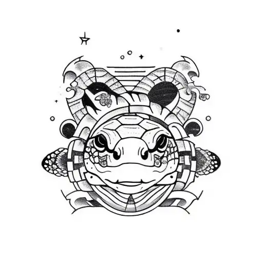 turtle in the space tattoo design idea