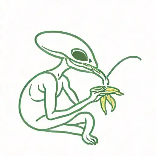 aliens smoking joint flying ufo tattoo design idea