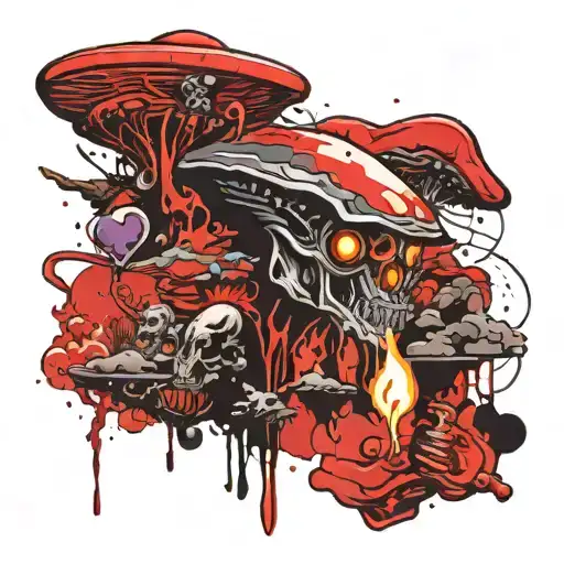 aliens smoking joint flying ufo tattoo design idea