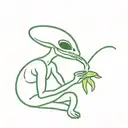 aliens smoking joint flying ufo tattoo design idea