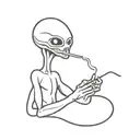 aliens smoking joint flying ufo tattoo design idea