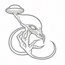 aliens smoking joint flying ufo tattoo design idea