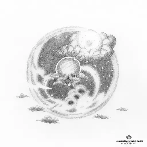 a moon in the clouds and it's smoking and the smoke spells out Marquis tattoo design idea