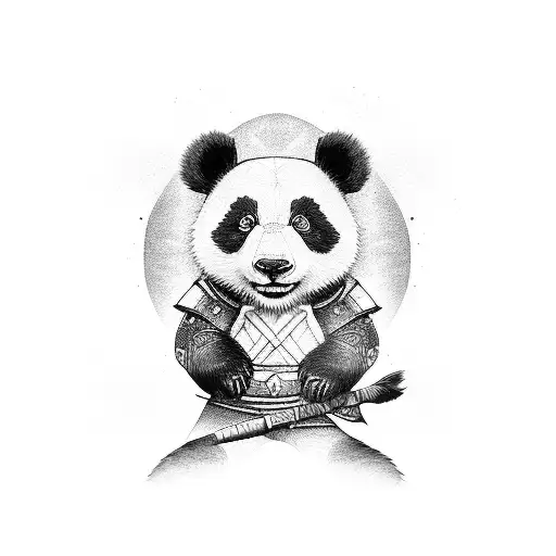 warrior panda tattoo design idea