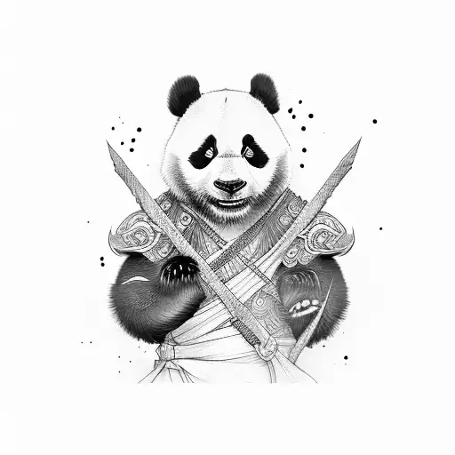 warrior panda tattoo design idea