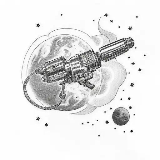 cute astronuat holding ray gun full body tattoo design idea