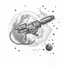 cute astronuat holding ray gun full body tattoo design idea