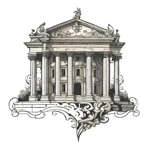 Roman empire building view  tattoo design idea