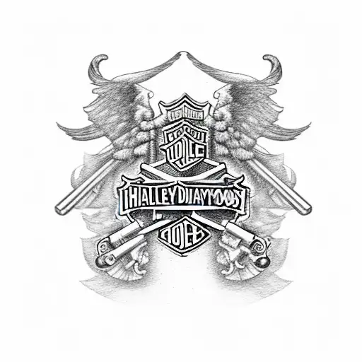 harley davidson motorcycle and firefighter tattoo design idea