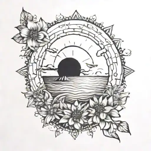 sunshine, ocean, lost loved one tattoo design idea
