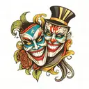 theatre masks laughing tattoo design idea