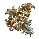 theatre masks laughing tattoo design idea