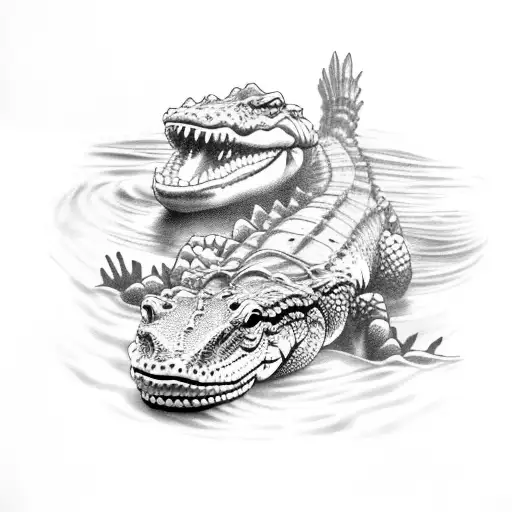 Alligator underwater tattoo design idea