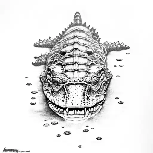Alligator underwater tattoo design idea