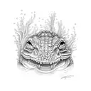 Alligator underwater tattoo design idea