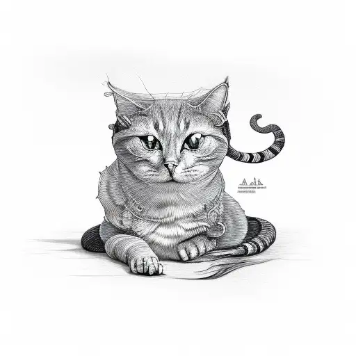 The shrimp Cat tattoo design idea