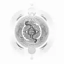 A cosmic serpent forming a yin-yang symbol, symbolizing the balance of strength and astrology tattoo design idea