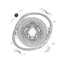 A cosmic serpent forming a yin-yang symbol, symbolizing the balance of strength and astrology tattoo design idea