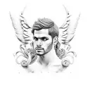 greek god with monuments tattoo design idea