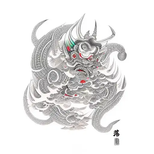mascara oni tattoo design idea