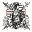 A modern interpretation of Saint Sebastian as a military soldier, with the American flag incorporated into the design tattoo design idea
