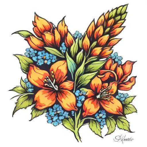 full sleeve bluebonnets and Indian paintbrushes tattoo design idea