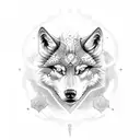 wolfhead with orthodox cross over right eye tattoo design idea
