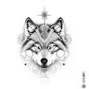 wolfhead with orthodox cross over right eye tattoo design idea