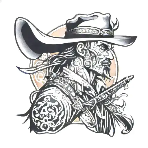 cowboy outlaw tattoo design idea