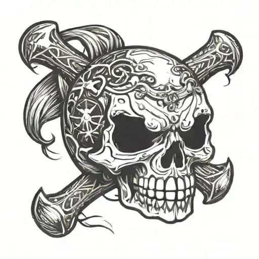 a volleyball with a skull and crossbones design inspired by one piece  tattoo design idea