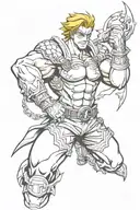 leo fire escanor ax tattoo design idea