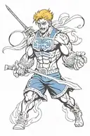 leo fire escanor ax tattoo design idea