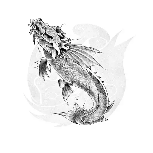 Koi Fish with dragons tattoo design idea