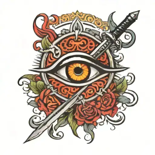 Demon Eye Slayer Sword tattoo design idea