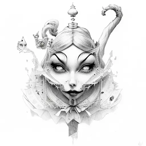 alice in wonderland dark tattoo design idea