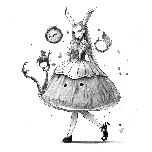 alice in wonderland dark tattoo design idea