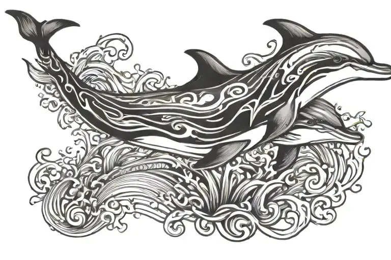 dolphin leaping tattoo design idea