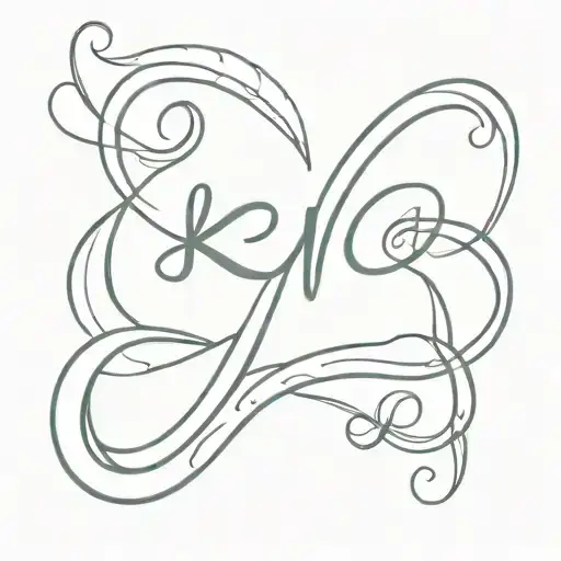 infinity sign with the letters k m j tattoo design idea