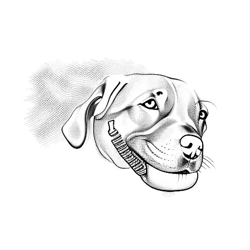 a dog with a tennis ball in its mouth tattoo design idea