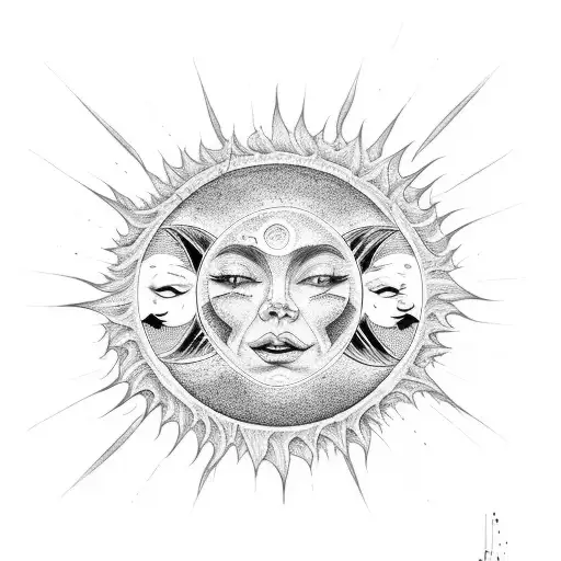 Good and Evil. Number 4. Moon and Sun  tattoo design idea