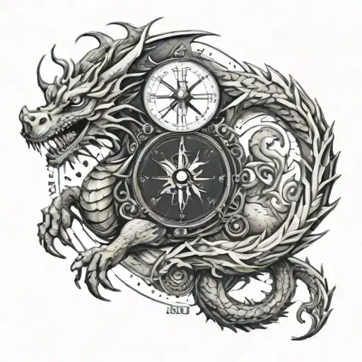 Finance Crypto Gaming Love Freedom (Compass) Hope Zodiac Sign Birthdate Dragon tattoo design idea