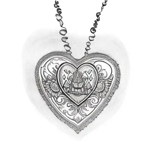A traditional-style tattoo of a heart-shaped locket, with intricate designs and details inspired by Bali's art and culture tattoo design idea