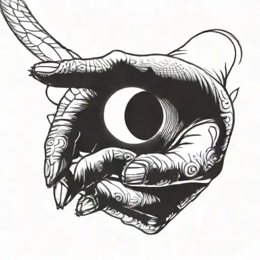 a woman's hand in front of a solar eclipse tattoo design idea