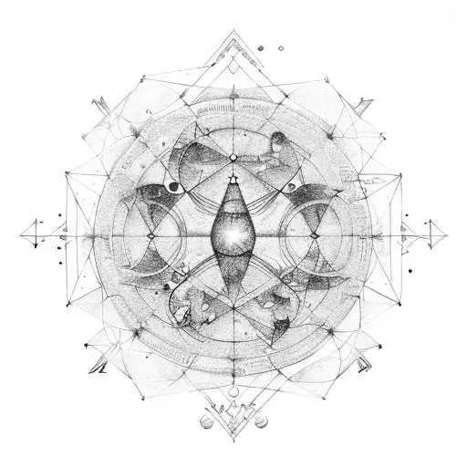 A constellation of sacred symbols forming a cosmic map, guiding the wearer on their spiritual journey through the universe tattoo design idea