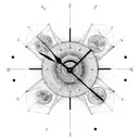 An abstract representation of the cosmos as a cosmic clock, symbolizing the eternal cycle of life and death tattoo design idea