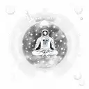 A sketch-style depiction of a meditating astronaut floating in space, embodying the harmony between the earthly and the cosmic tattoo design idea