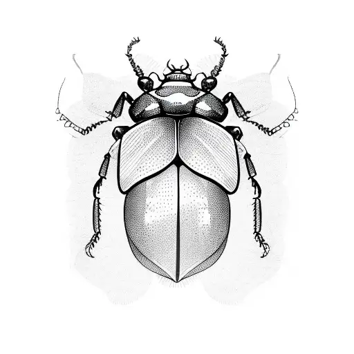 Beetle with elytra open and wings out tattoo design idea