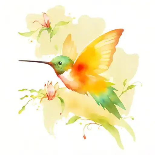 butterfly with hummingbird tattoo design idea